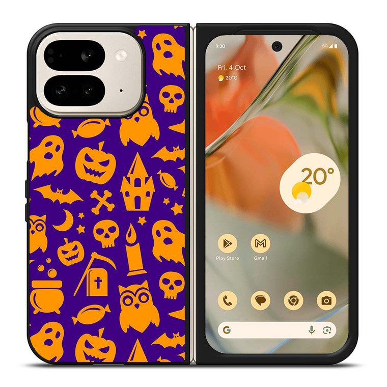 HAPPY HALLOWEEN PURPLE PATTERN Google Pixel 9 Pro Fold Case Cover
