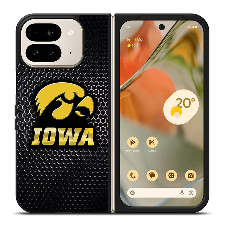 IOWA HAWKEYES METAL LOGO Google Pixel 9 Pro Fold Case Cover