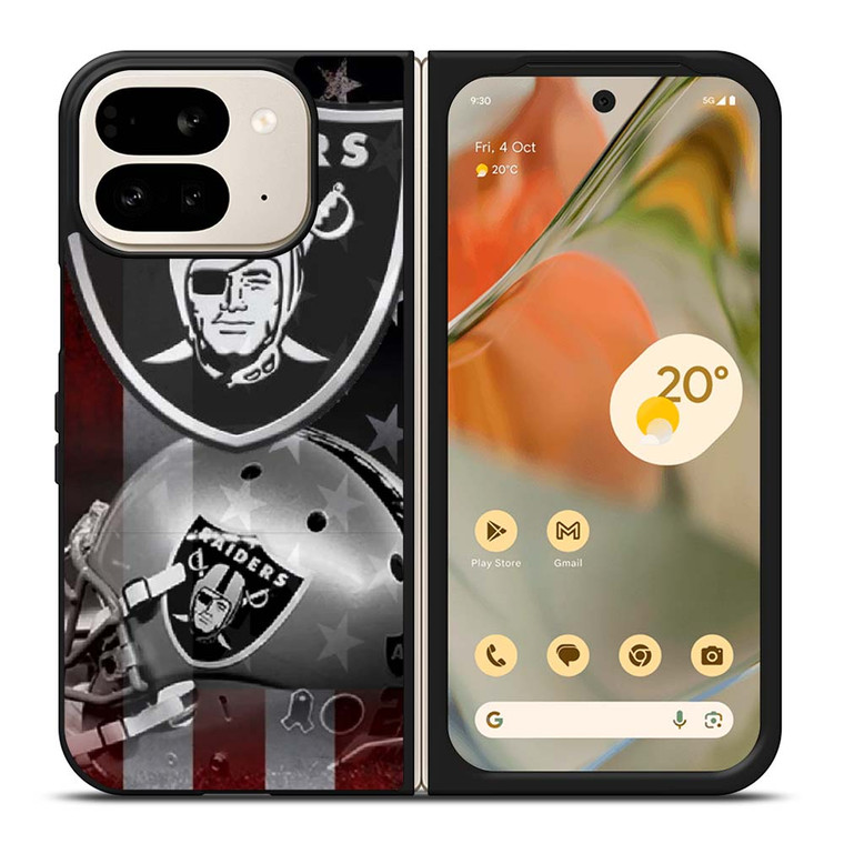 LAS VEGAS RAIDERS HELMET USA FLAG Google Pixel 9 Pro Fold Case Cover