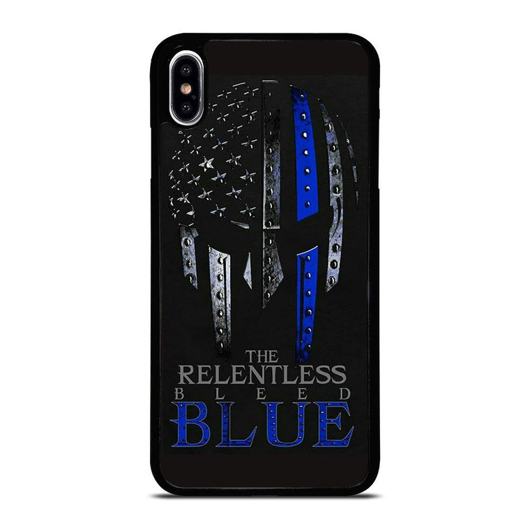 BLUE LINE POLICE WARRIOR SKULL iPhone XS Max Case Cover