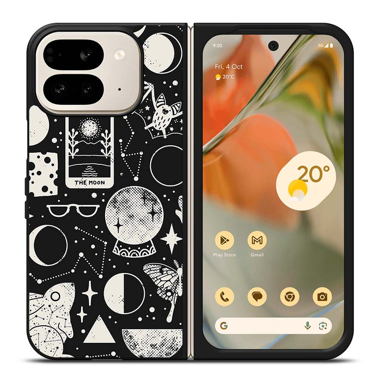 LUNAR PATTERN BLACK WHITE Google Pixel 9 Pro Fold Case Cover
