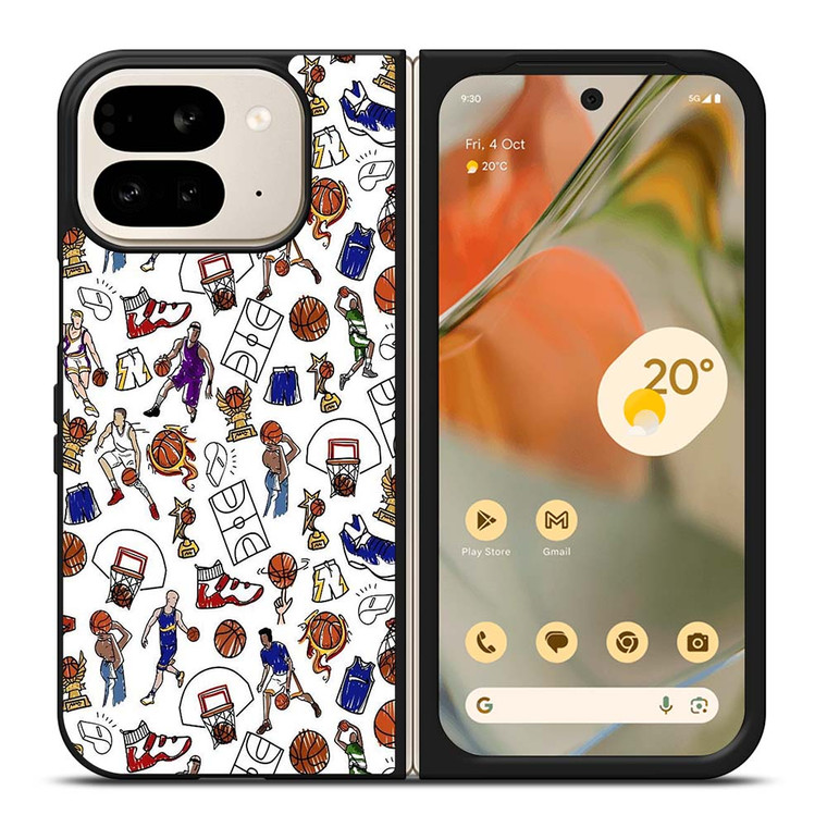 PLAYFUL BASKETBALL DOODLE ART Google Pixel 9 Pro Fold Case Cover
