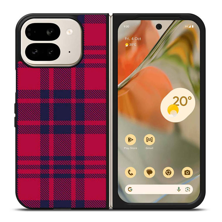 RED BLUE TARTAN PLAID PATTERN Google Pixel 9 Pro Fold Case Cover