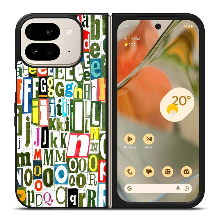 RETRO ALPHABET GREEN COLLAGE Google Pixel 9 Pro Fold Case Cover