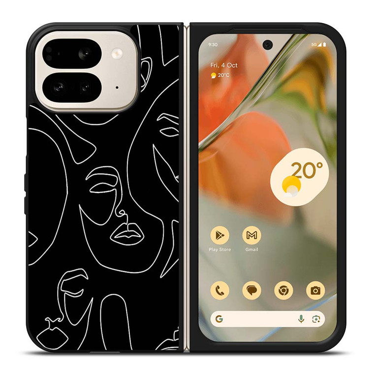 WOMAN FACE SKETCH PATTERN Google Pixel 9 Pro Fold Case Cover