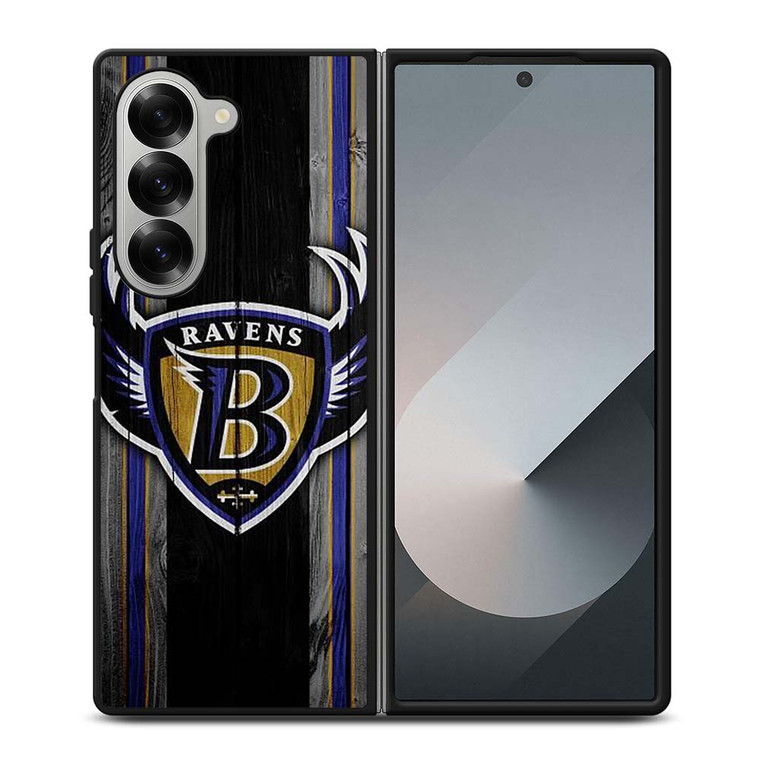 BALTIMORE RAVENS WOODEN LOGO Samsung Galaxy Z Fold 6 Case Cover