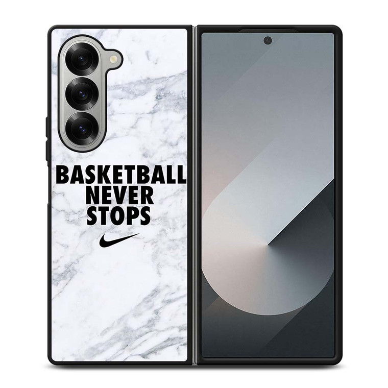 BASKETBALL NEVER STOPS MARBLE Samsung Galaxy Z Fold 6 Case Cover