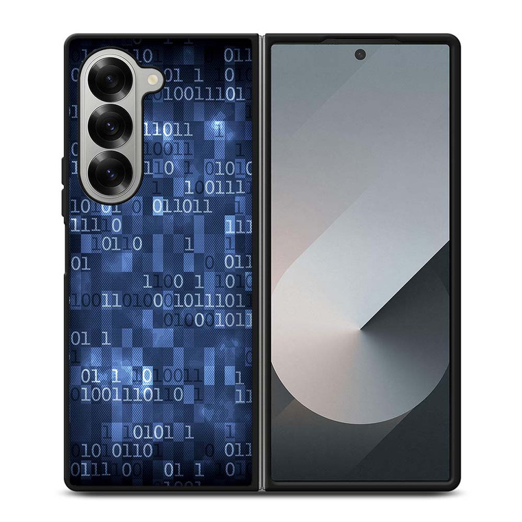 BLUE STYLISH BINARY CODE Samsung Galaxy Z Fold 6 Case Cover