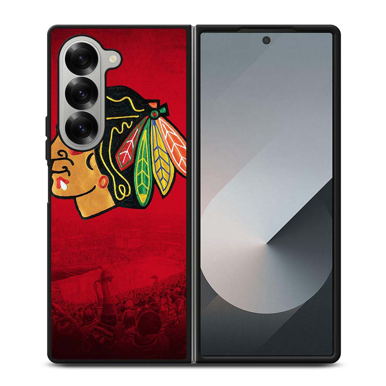 CHICAGO BLACKHAWKS NHL ICON Samsung Galaxy Z Fold 6 Case Cover
