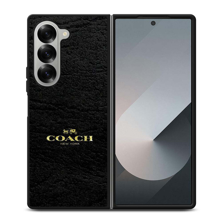 COACH LOGO TEXTURE BLACK Samsung Galaxy Z Fold 6 Case Cover