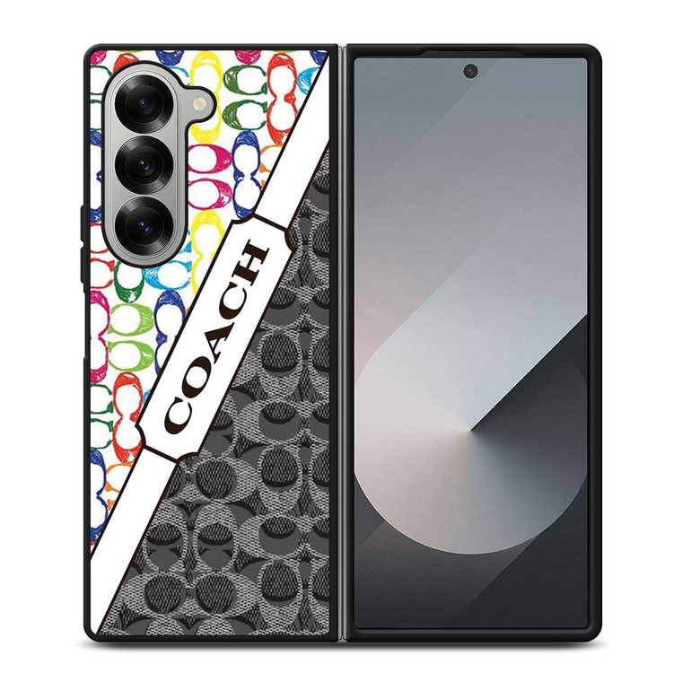 COACH NEW YORK LOGO COLORFULL BLACK ICON Samsung Galaxy Z Fold 6 Case Cover