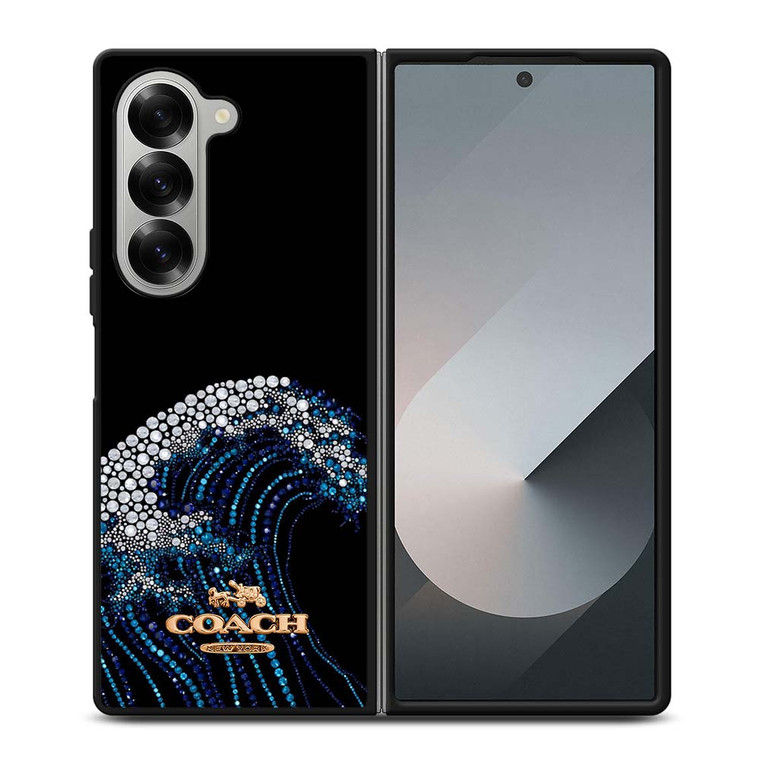 COACH NEW YORK LOGO DIAMOND WAVE Samsung Galaxy Z Fold 6 Case Cover