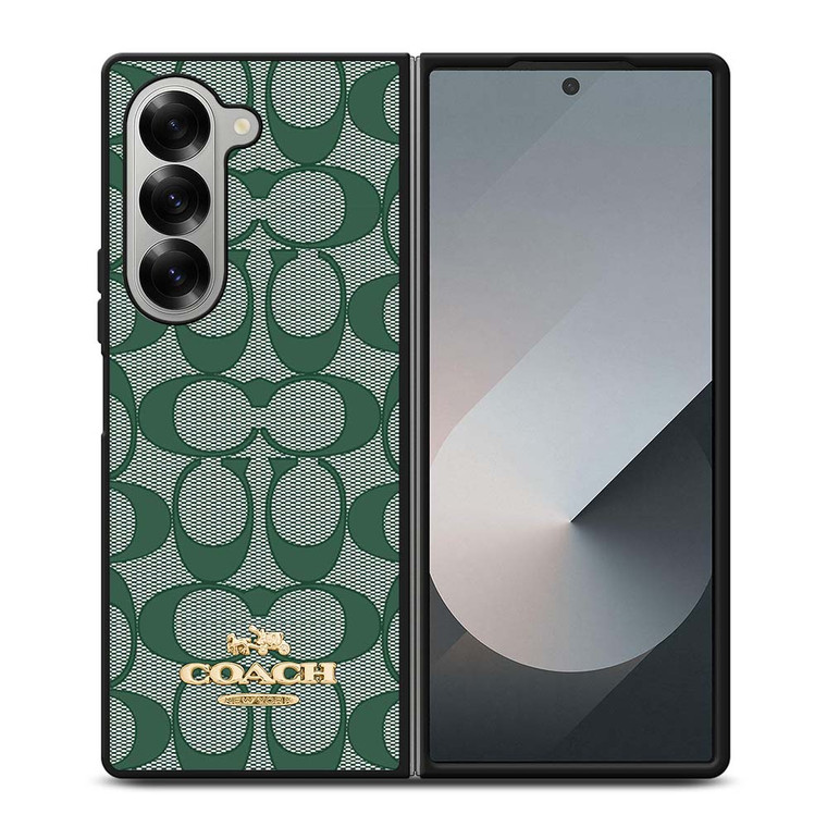COACH NEW YORK LOGO GREEN ICONS Samsung Galaxy Z Fold 6 Case Cover