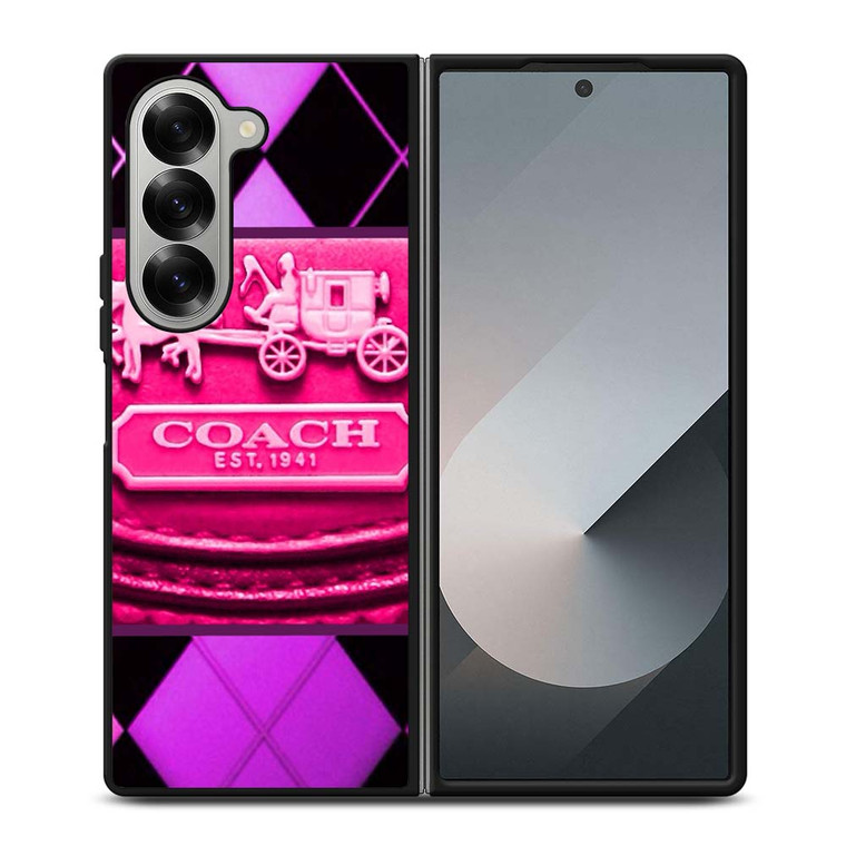 COACH NEW YORK PURPLE PINK LOGO Samsung Galaxy Z Fold 6 Case Cover