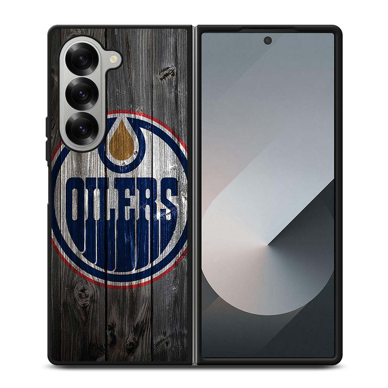 EDMONTON OILERS WOODEN LOGO Samsung Galaxy Z Fold 6 Case Cover