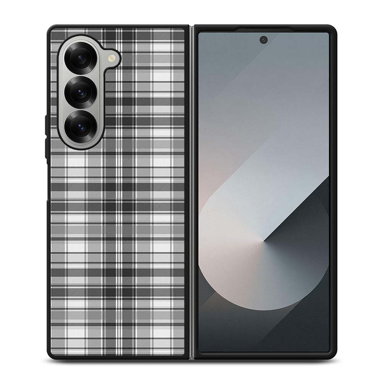 GREY CHECK FABRIC TEXTURES Samsung Galaxy Z Fold 6 Case Cover