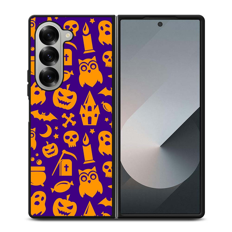 HAPPY HALLOWEEN PURPLE PATTERN Samsung Galaxy Z Fold 6 Case Cover