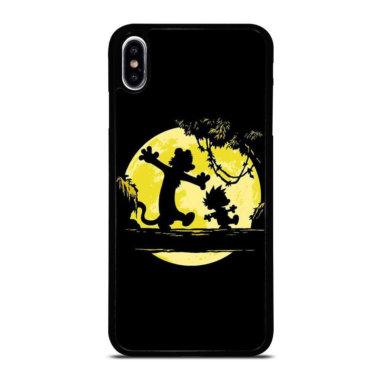 CALVIN AND HOBBES BLACK CARTOON iPhone XS Max Case Cover