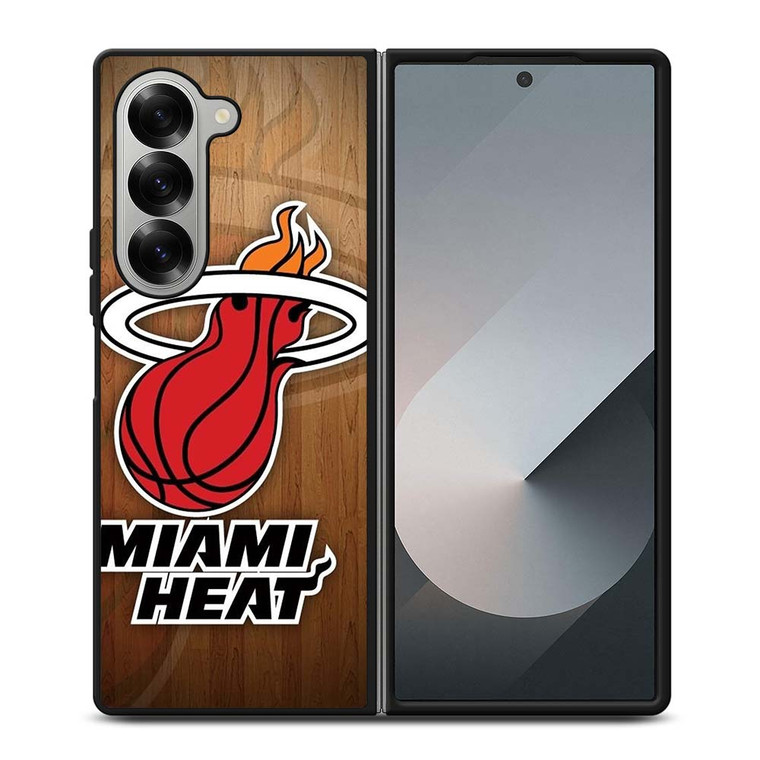 MIAMI HEAT WOODEN LOGO NBA Samsung Galaxy Z Fold 6 Case Cover