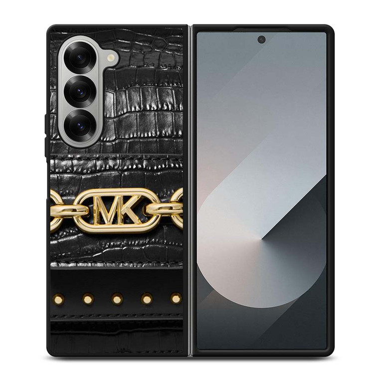 MICHAEL KORS MK LOGO BLACK LEATHER HAND BAG Samsung Galaxy Z Fold 6 Case Cover