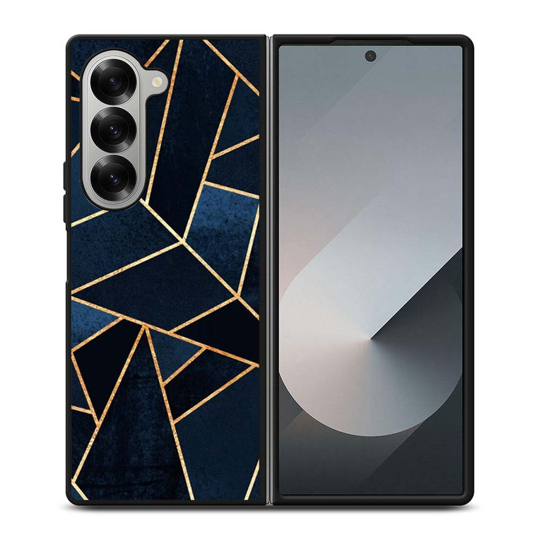 NAVY STONE CERAMIC ABSTRACT Samsung Galaxy Z Fold 6 Case Cover