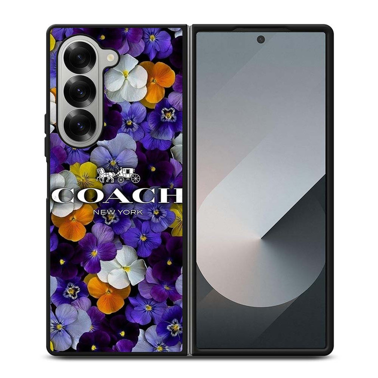 PURPLE FLOWERS COACH NEW YORK Samsung Galaxy Z Fold 6 Case Cover