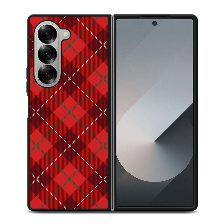 RED TARTAN CROSS PATTERN Samsung Galaxy Z Fold 6 Case Cover