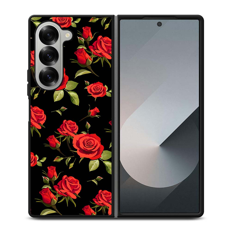 SEAMLESS RED ROSE PATTERN Samsung Galaxy Z Fold 6 Case Cover