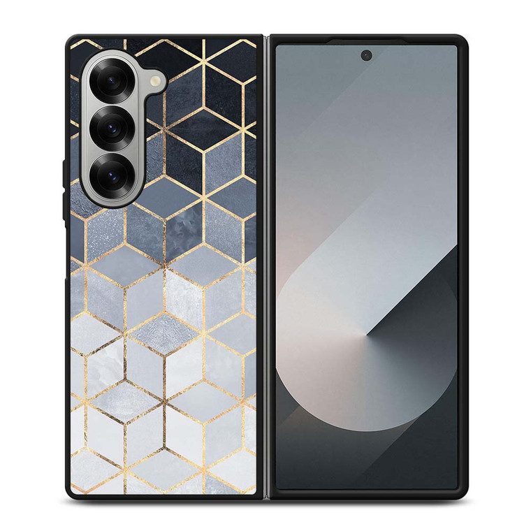 SOFT BLUE GRADIENT CUBES Samsung Galaxy Z Fold 6 Case Cover