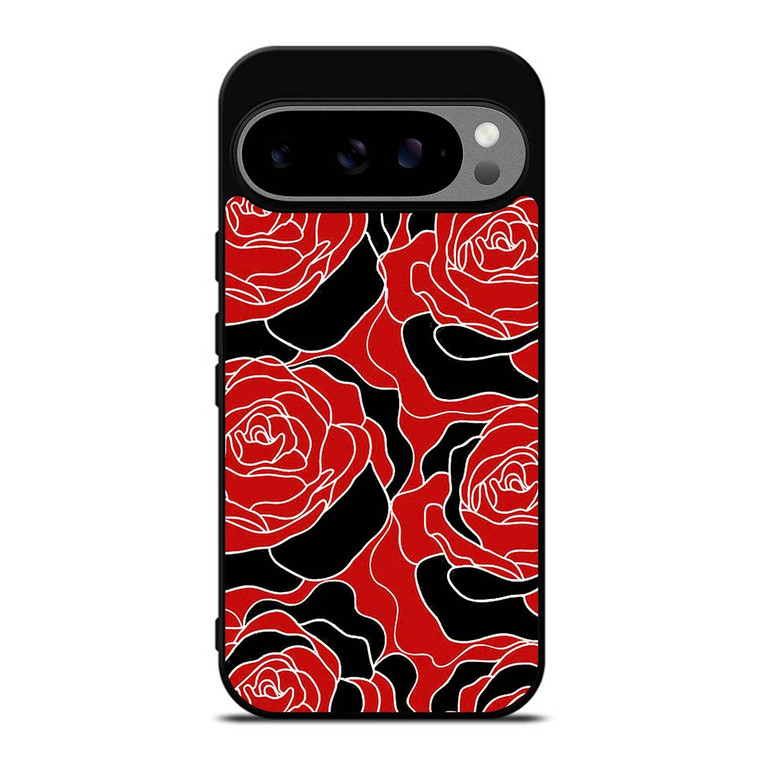 ROSE RED AND BLACK PATTERN Google Pixel 9 Pro XL Case Cover