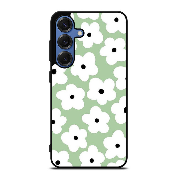 GREEN RETRO FLORAL PATTERN Samsung Galaxy S25 Case Cover