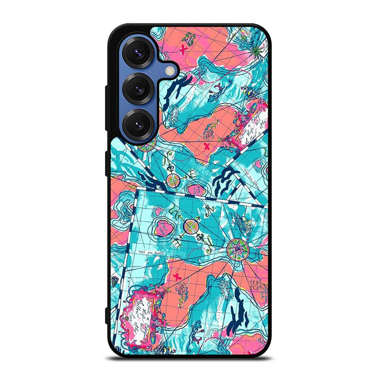 LILLY PULITZER MAP PATTERN Samsung Galaxy S25 Case Cover