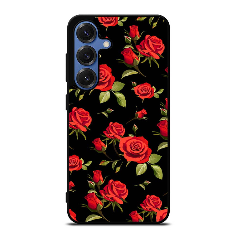 SEAMLESS RED ROSE PATTERN Samsung Galaxy S25 Case Cover