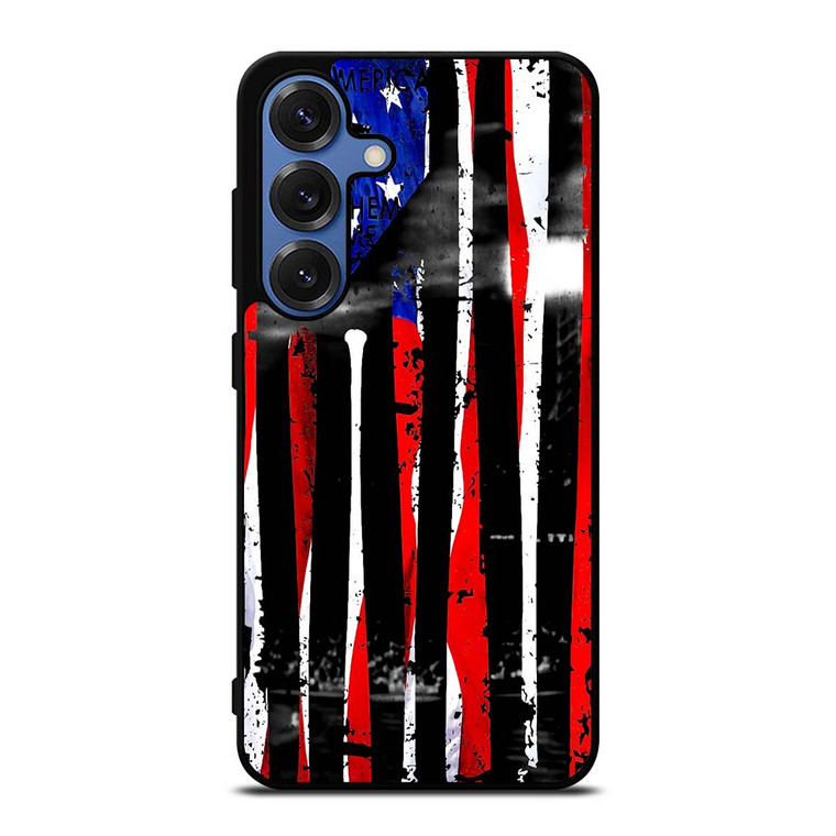 USA FLAG AMERICAN BASEBALL BLACK WHITE Samsung Galaxy S25 Case Cover