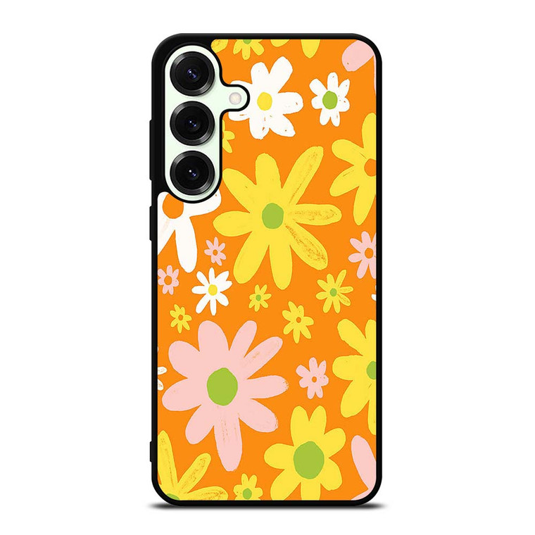 FLOWER POWER ORANGE PATTERN Samsung Galaxy S25 Plus Case Cover