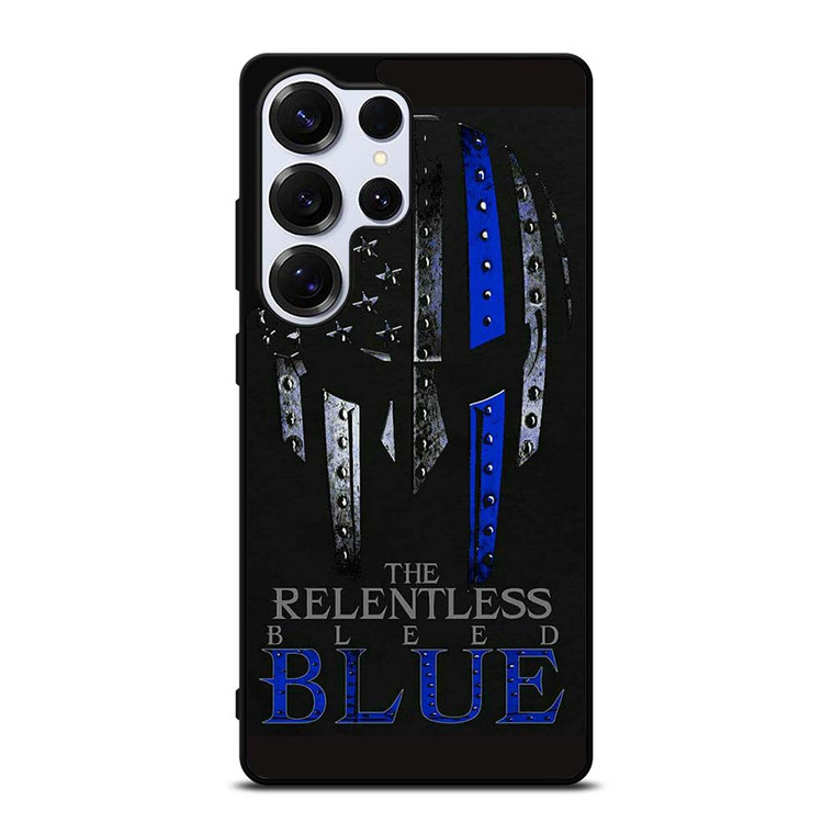 BLUE LINE POLICE WARRIOR SKULL Samsung Galaxy S25 Ultra Case Cover