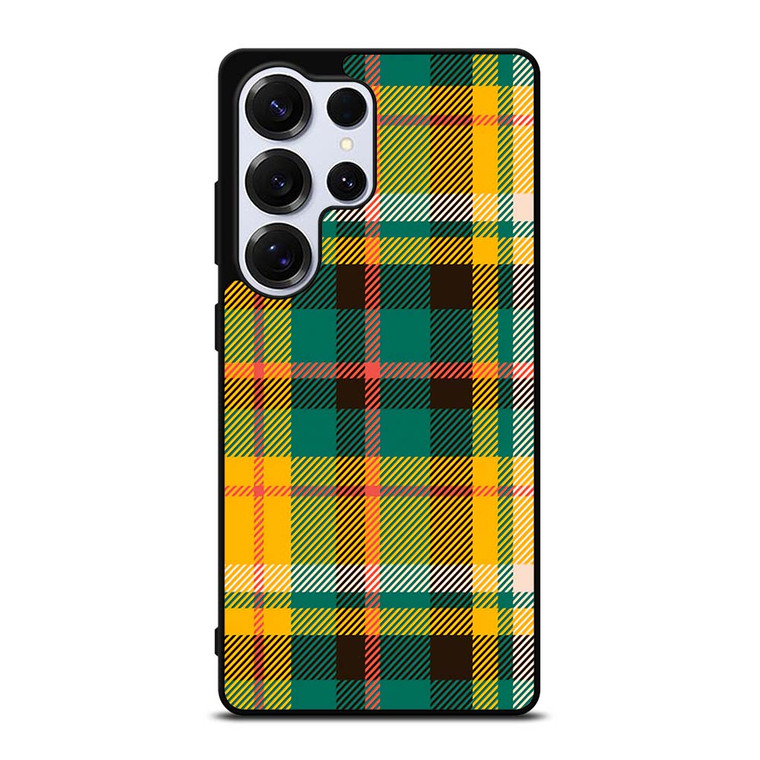 YELLOW GREEN TARTAN PATTERN Samsung Galaxy S25 Ultra Case Cover