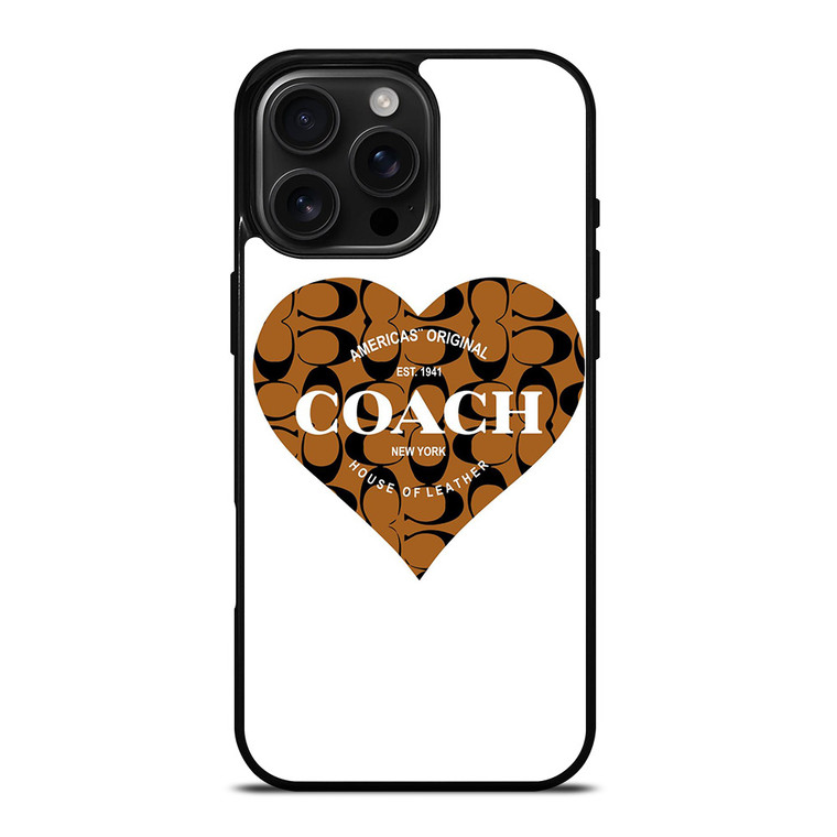 COACH NEW YORK BROWN HEART iPhone 16 Pro Max Case Cover