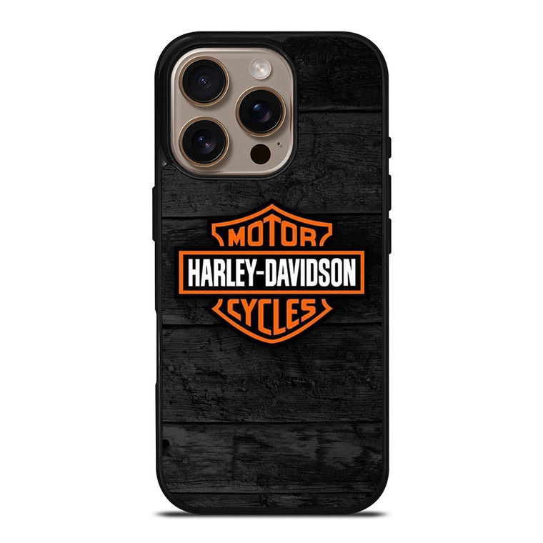 HARLEY DAVIDSON MOTORCYCLE WOODEN LOGO iPhone 16 Pro Case Cover