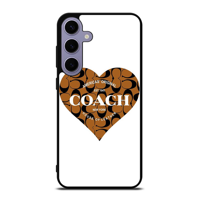 COACH NEW YORK BROWN HEART Samsung Galaxy S24 Plus Case Cover