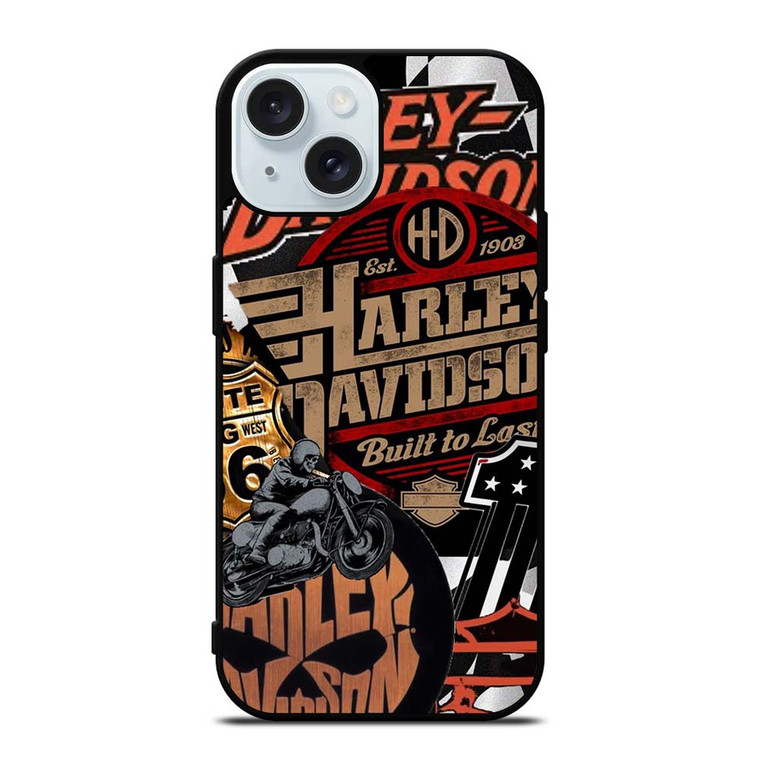 HARLEY DAVIDSON MOTORCYCLE LOGO COLLAGE iPhone 15 Case Cover