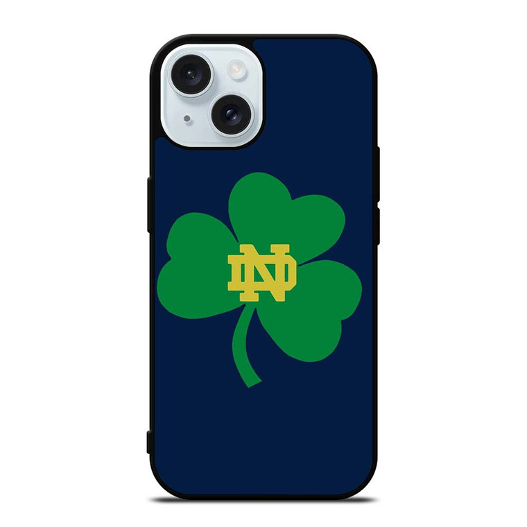 NOTRE DAME FIGHTING IRISH CLOVER LOGO iPhone 15 Case Cover