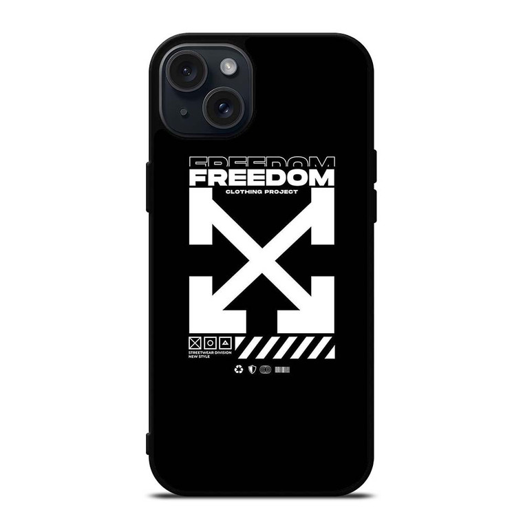 OFF WHITE CLOTHING FREEDOM iPhone 15 Plus Case Cover