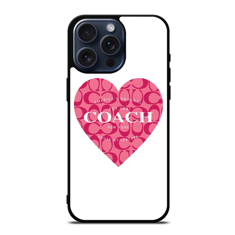 COACH NEW YORK PINK HEART iPhone 15 Pro Max Case Cover