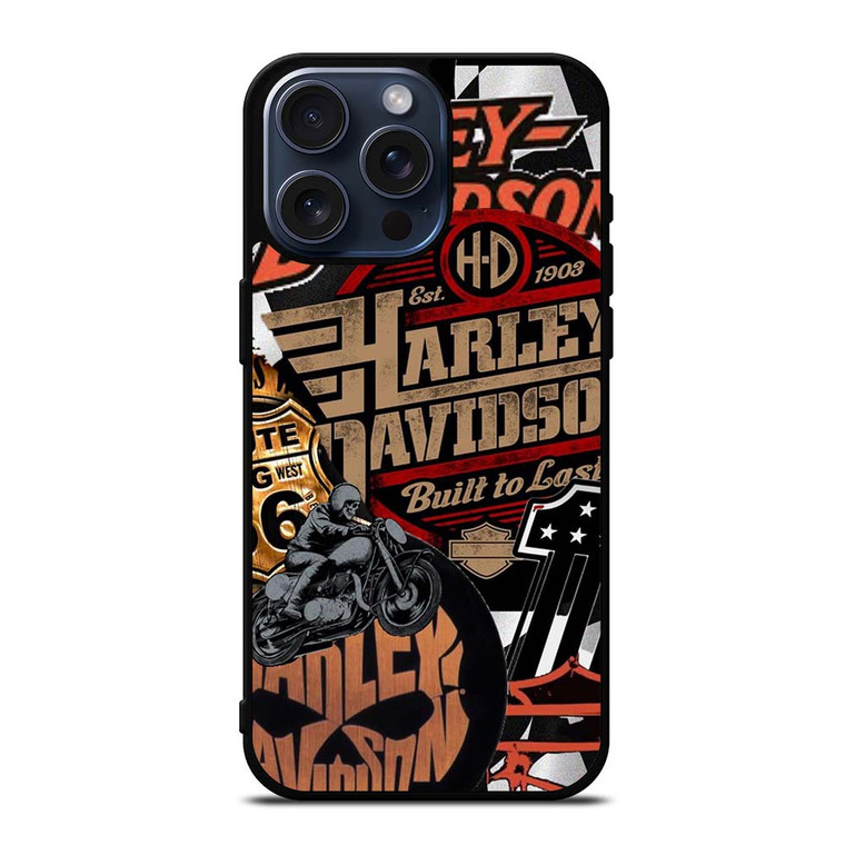 HARLEY DAVIDSON MOTORCYCLE LOGO COLLAGE iPhone 15 Pro Max Case Cover