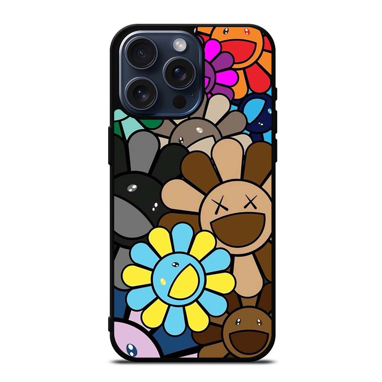 KAWS X TAKASHI MURAKAMI FLOWER iPhone 15 Pro Max Case Cover