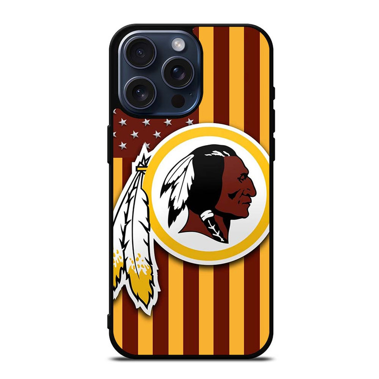 WASHINGTON REDSKINS LOGO USA FLAG iPhone 15 Pro Max Case Cover