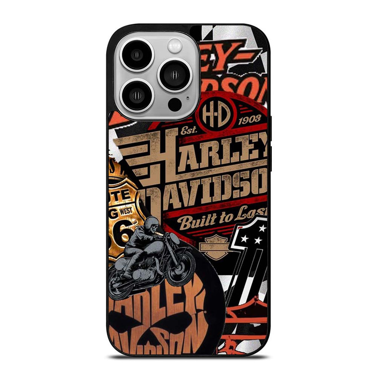 HARLEY DAVIDSON MOTORCYCLE LOGO COLLAGE iPhone 14 Pro Case Cover