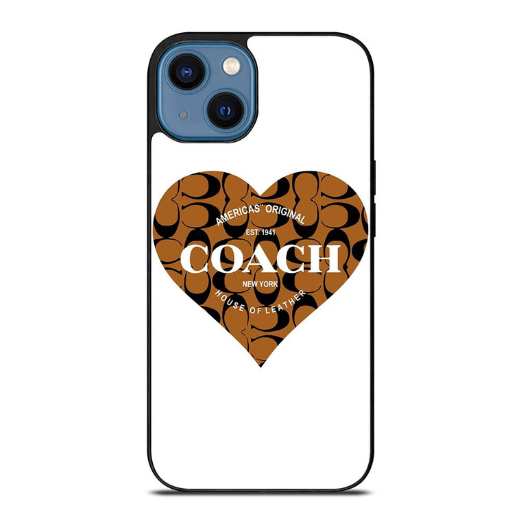 COACH NEW YORK BROWN HEART iPhone 14 Case Cover