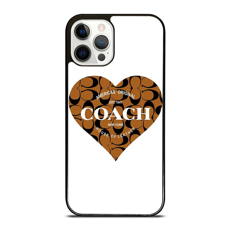 COACH NEW YORK BROWN HEART iPhone 12 Pro Case Cover